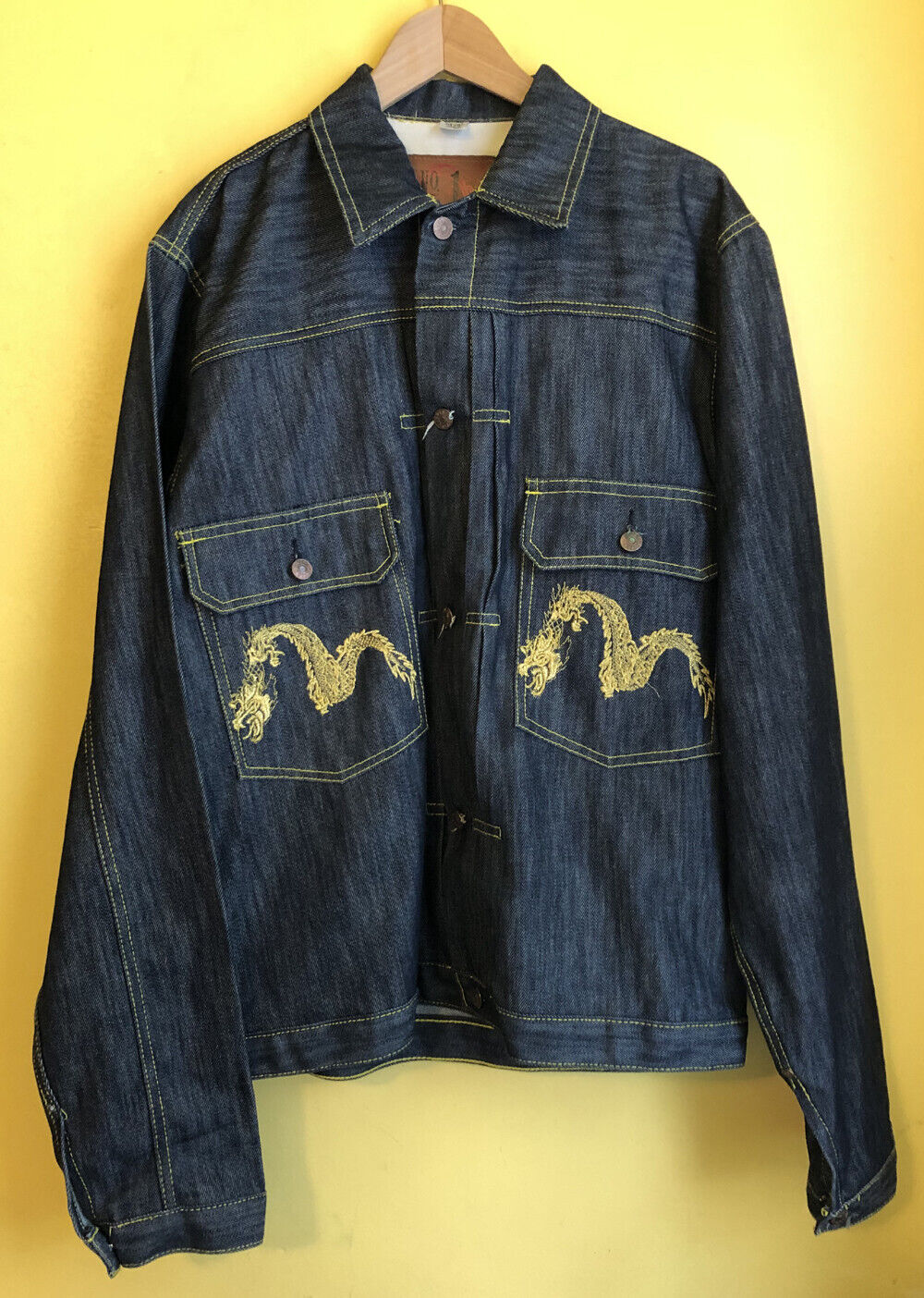 EVISU Denim Jacket No. 1 Special Embroidered Dragon Pocket EVISU Denim Jacket No. 1 Special Embroidered Dragon Pocket