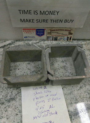 LOT OF 2 ) STEEL CITY PLASTER OR MUD RING  2''  RAISE 4''X4'' AL 2 GANG/NEW(L68