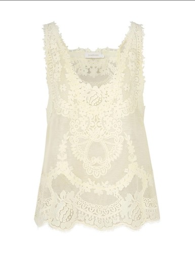 Pre-owned Not Available Zimmermann Natura Lace Patch Tank Us Size 8 Au Size 2 Lemon In Yellow