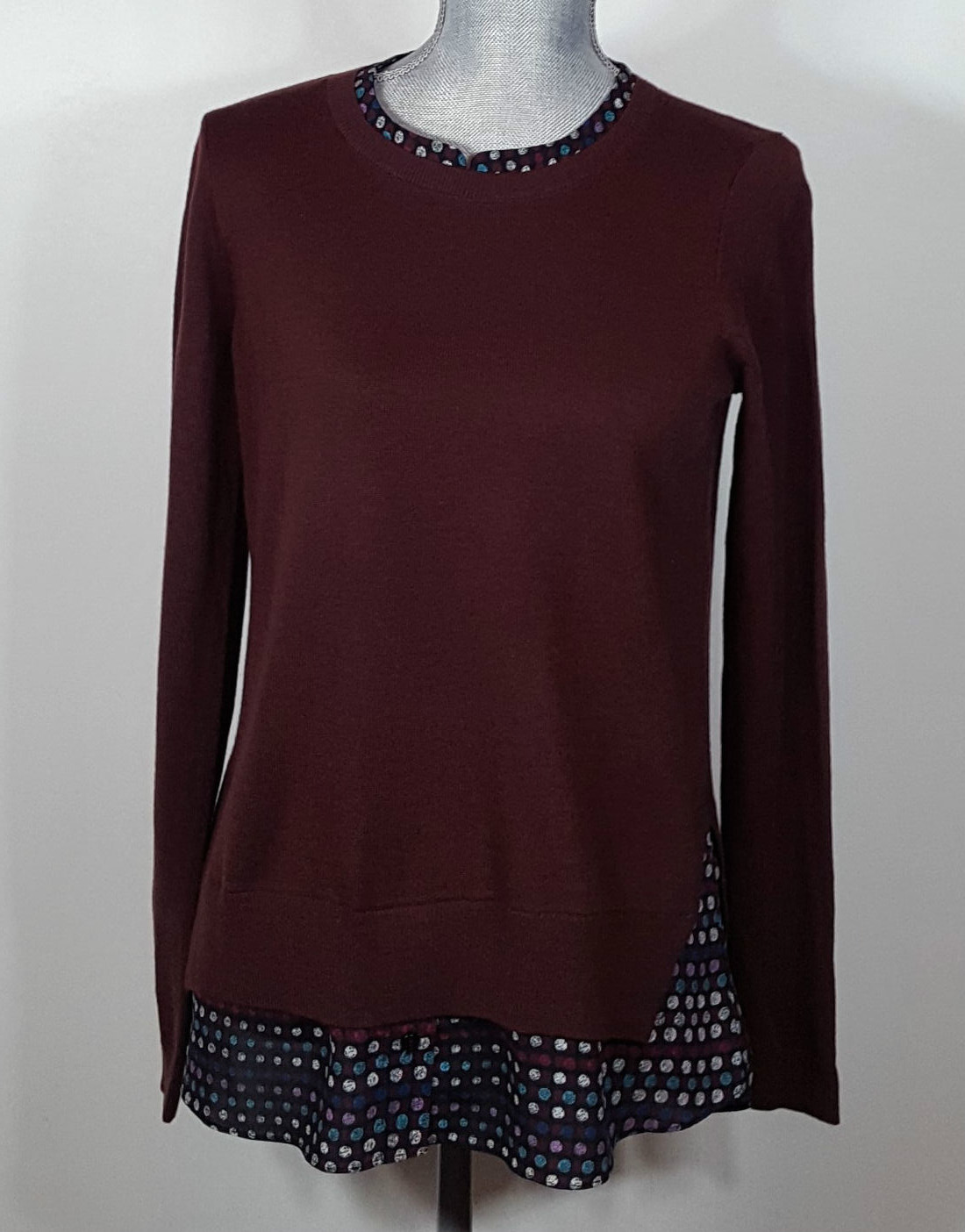 NYDJ Petite Mixed Media Crew Neck Sweater, Women's Size Small