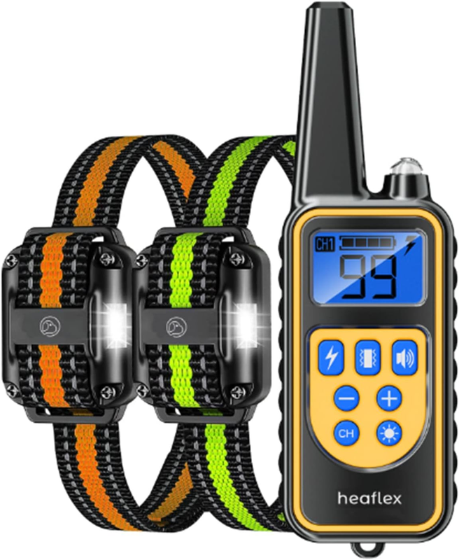 Dog Training Collar for 2 Dogs, 3300Ft Remote Dog Shock Collar with Night LED Li