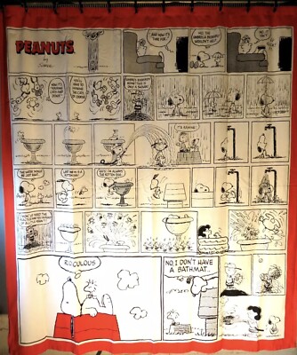 Peanuts Gang Comic Strip Shower Curtain Vintage 70'' x 72'' Snoopy & Charlie Brown