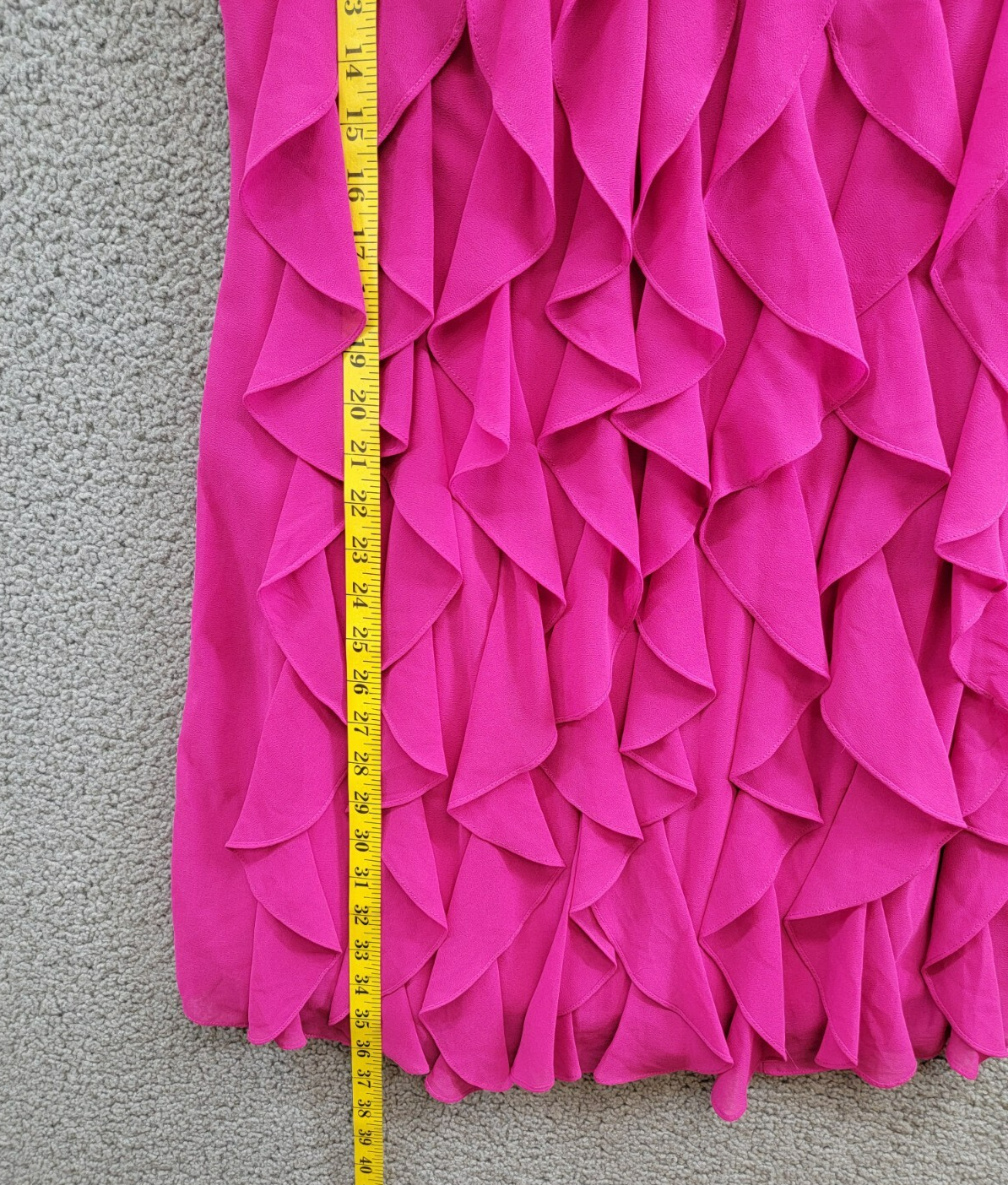 AQUA Corkscrew Ruffle Halter Mini Dress Women's 10 New Fuchsia Back Zip Closure - Picture 7 of 15