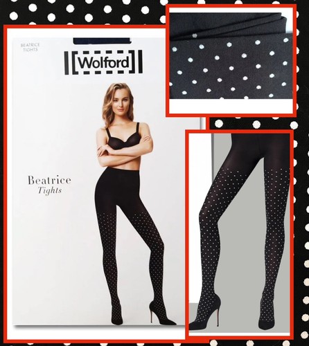 New XS Wolford Beatrice Tights 4/6 Extra Small Black White