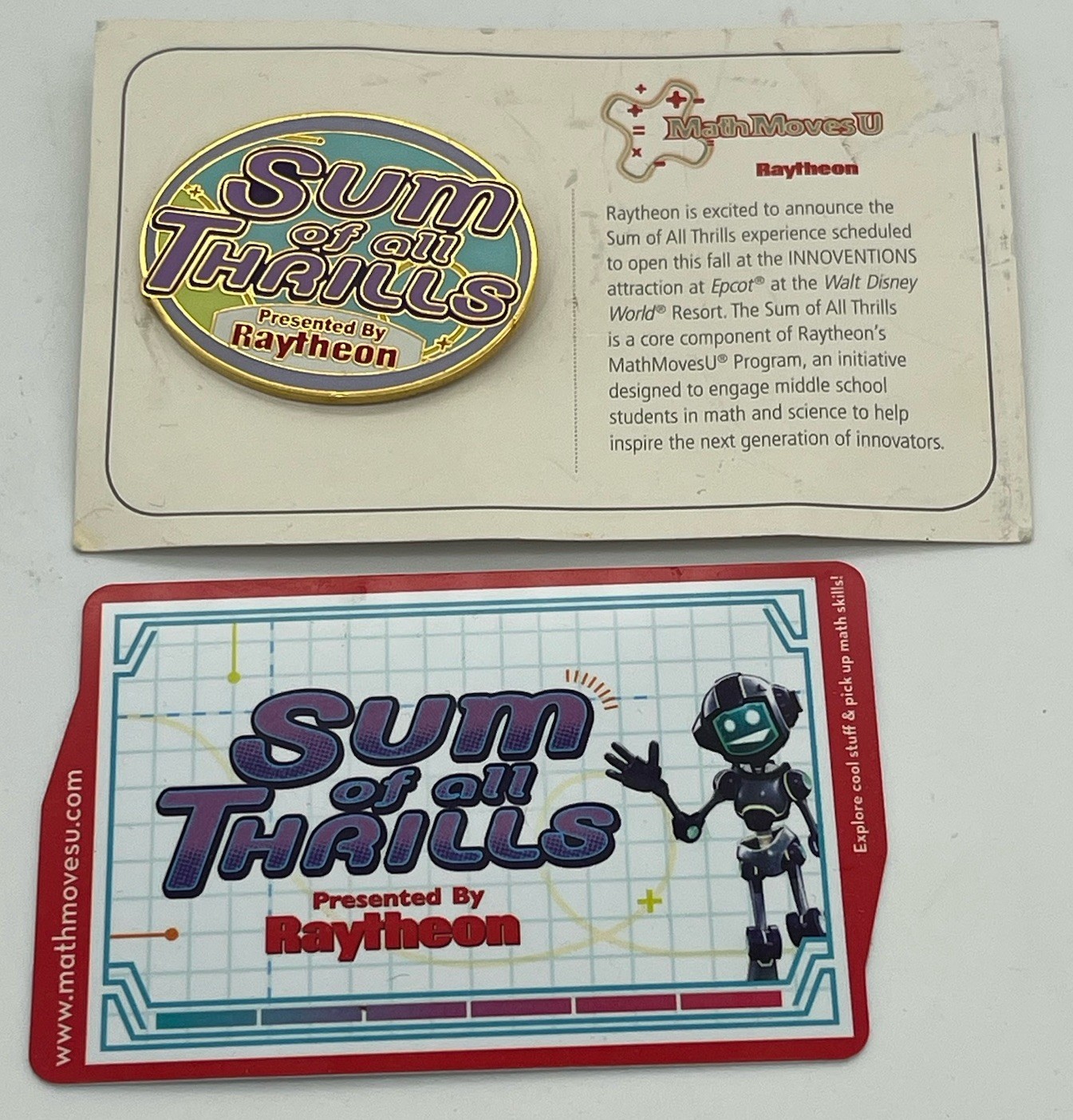 Disney World Epcot Innoventions Sum Of All Thrills Pin Raytheon & Ride Card