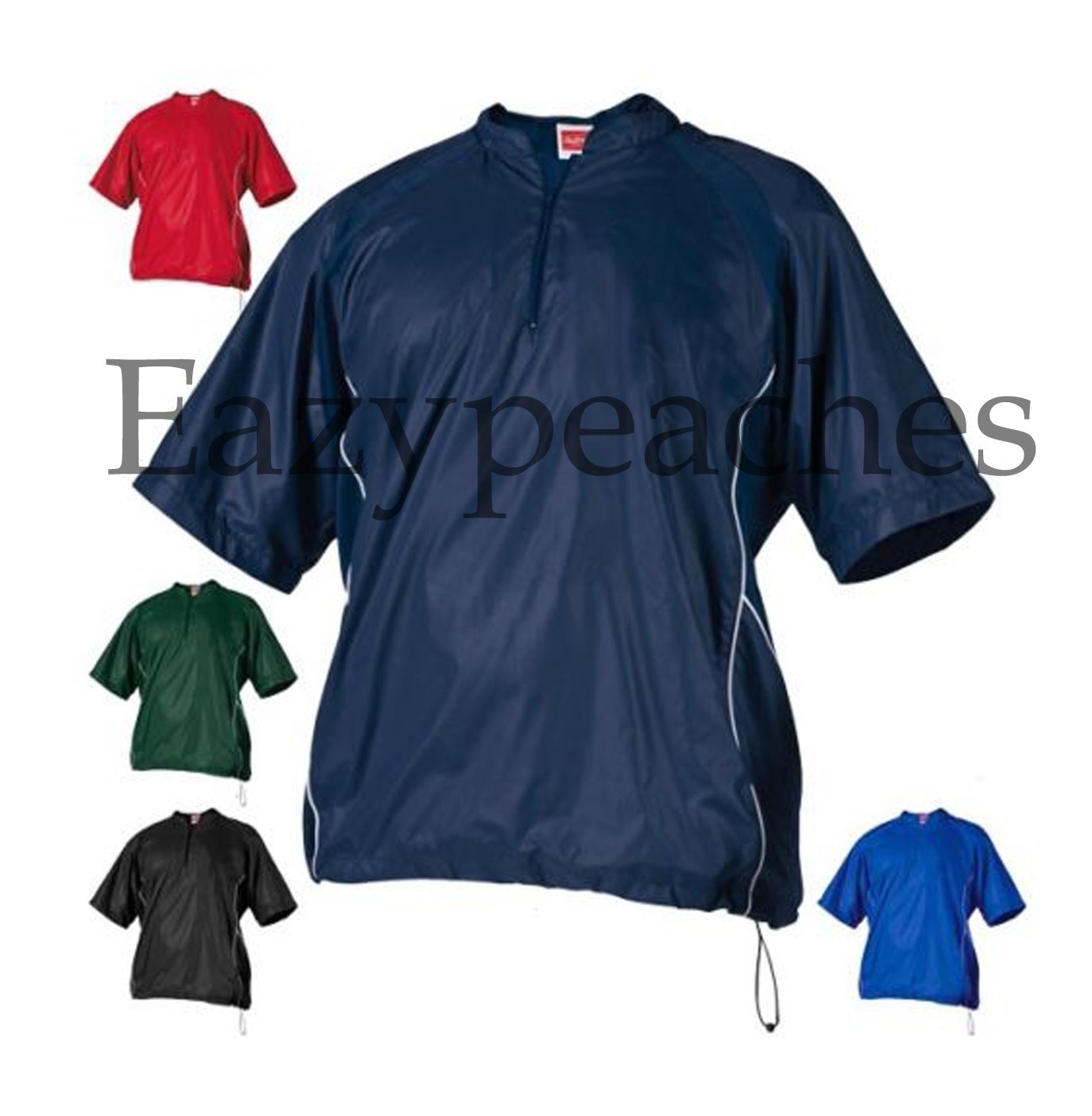 Rawlings Mens S3XL Short Sleeve 1/4 Zip Baseball Pullover Wind Shirt