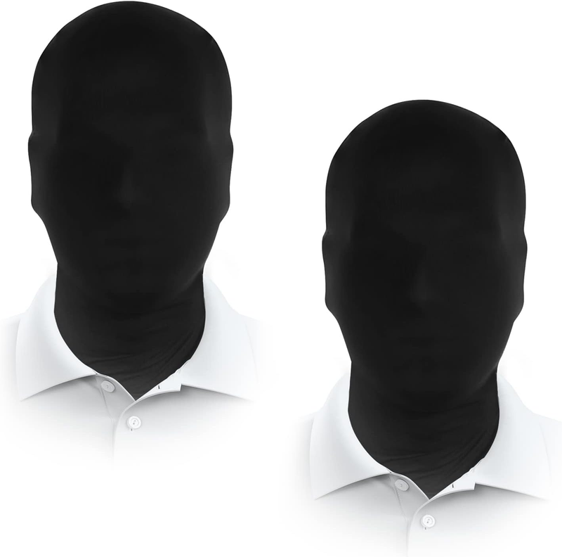 2 Pieces Black Full Face Mask Halloween Spandex Adult Hood Faceless Morph Head