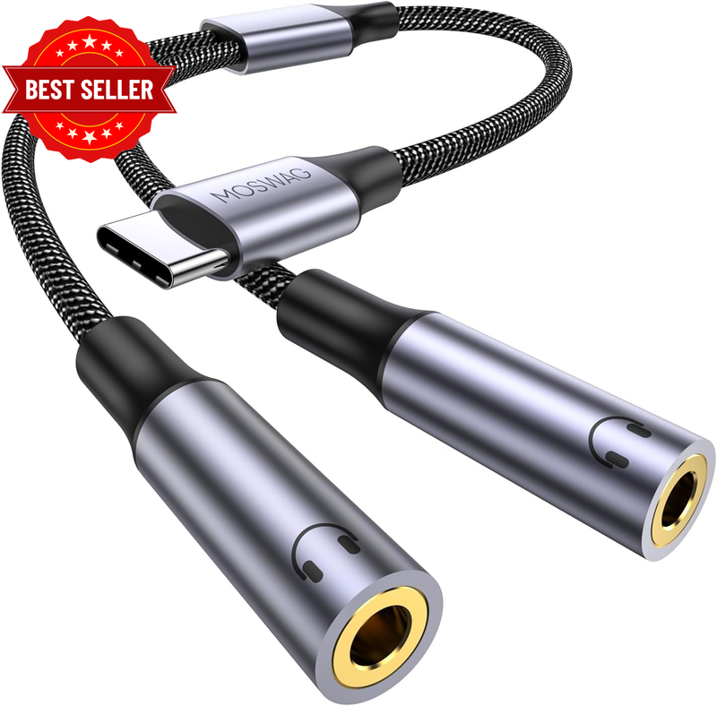 USB C Audio Y Splitter USB C to Dual 3.5Mm Female Splitter