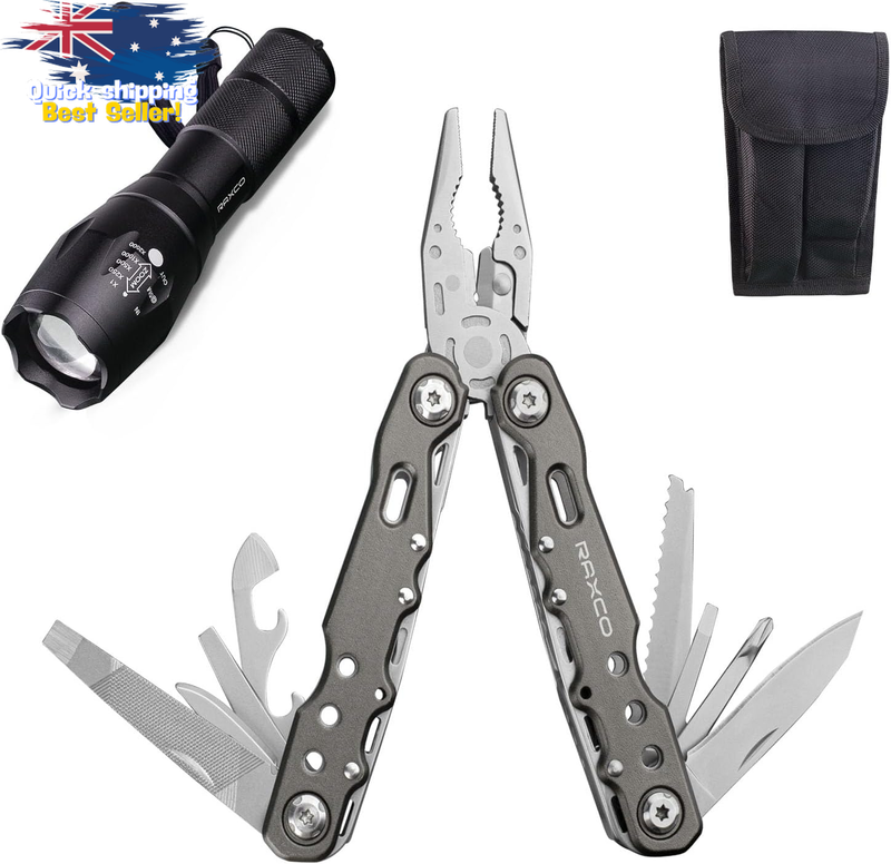 3-in-1 Multi-Tool Plier Set, Pocket Flashlight Hand Tool for Outdoor Home Use