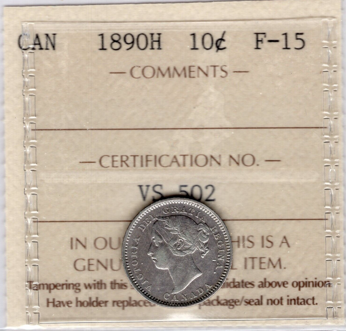 『TEN H.S SILVER×石 10』 1890-H Canada 10 Cents Silver Coin - ICCS Graded F-15 | eBay