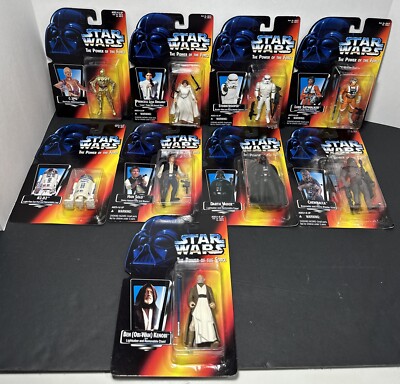 Star Wars The Power Of The Force Complete Set Original 9 Action Figures Orange