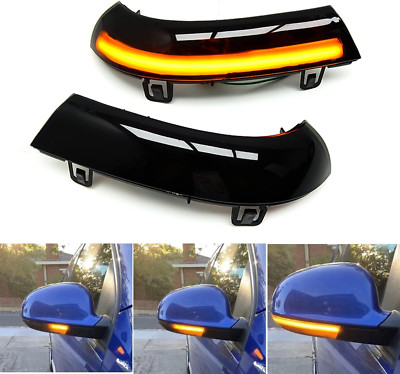 Sequential LED Side Mirror Lights Turn Signal Smoked Lens Compatible with VW Gol