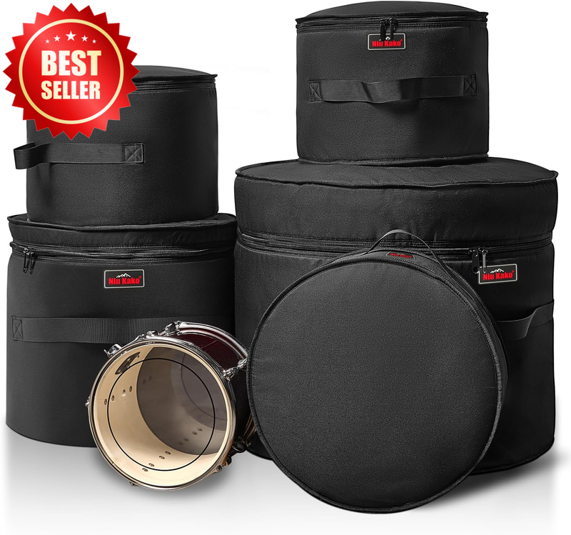 5 PC Drum Bag Set Padded 22 Kick 12 13 16 Toms 14 Snare Gig Case US