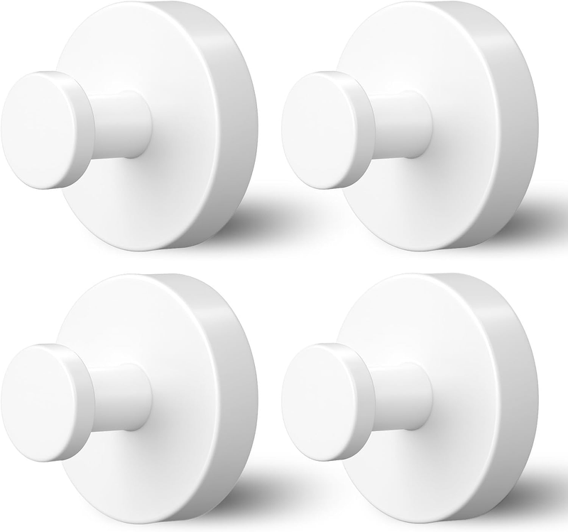 Wall Hooks, White Stainless Steel Adhesive Hooks 4 Pack, Heavy Duty Strong Adhes