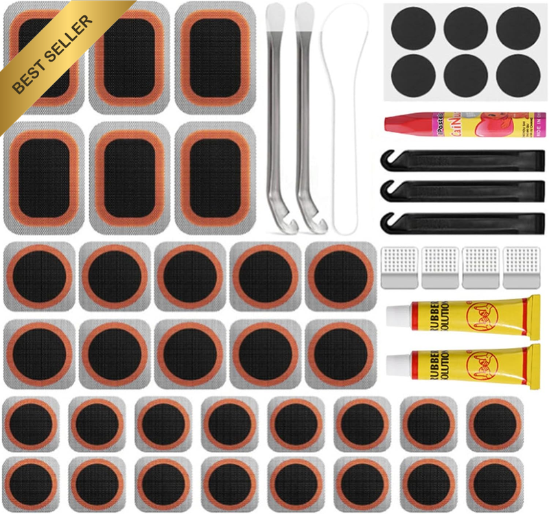 53Pcs Bike Tire Puncture Repair Kit Scraper Film Quick Fix Tool Set