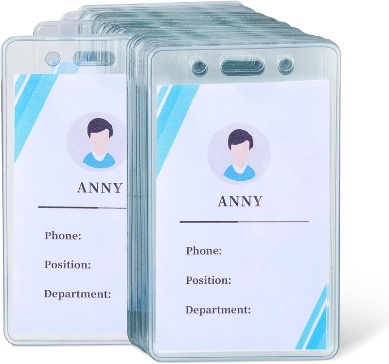 Clear Name ID Badge Holder - Vertical (Pack of 50)