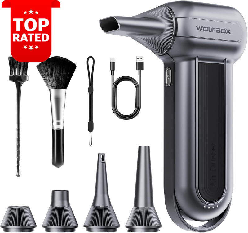 MF100 Compressed Air Duster 150000RPM Turbo Fan 3-Speed 5 Nozzles 2 Brushes