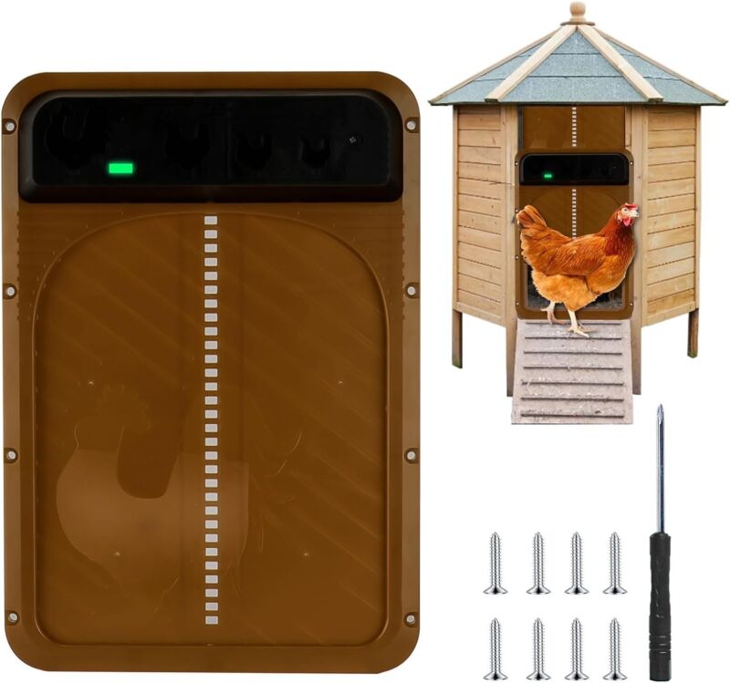 Automatic Chicken Coop Door Waterproof With Light Sensor Poultry Gate Hen House