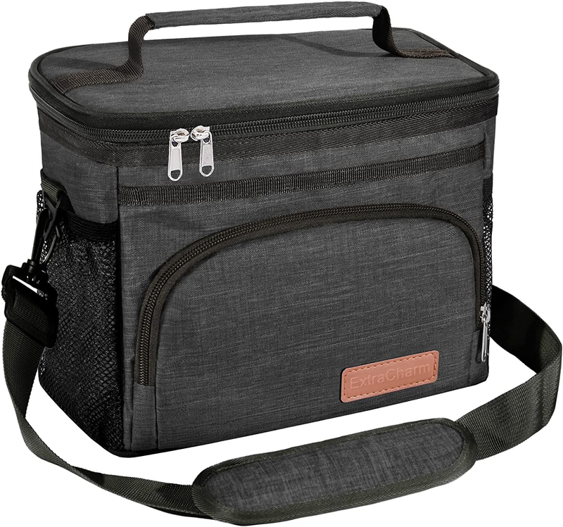 Reusable Insulated Lunch Bag with Adjustable Shoulder Strap 