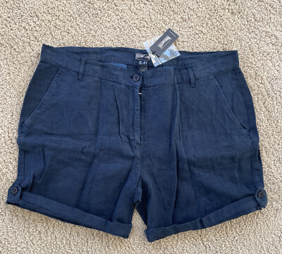 NWT Authentic VILEBREQUIN 100% LINEN Shorts - NAVY BLUE - M - WOMEN - MEDIUM