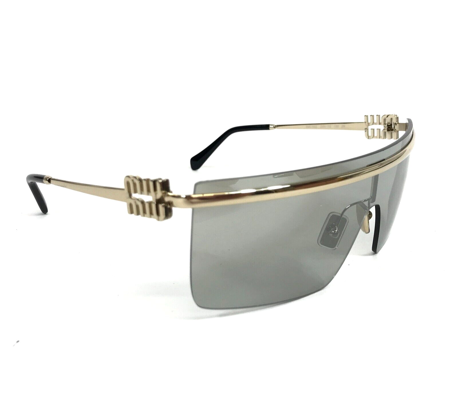 Pre-owned Miu Miu Sunglasses Smu50z Zvn-112 Pale Gold Frames With Light Grey Shield Lens In Gray