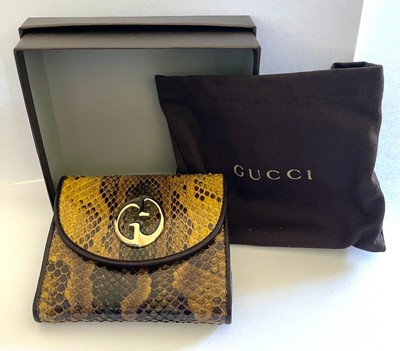 GUCCI Python Snake Skin Leather Bifold Wallet, Box, Dust Bag Vintage