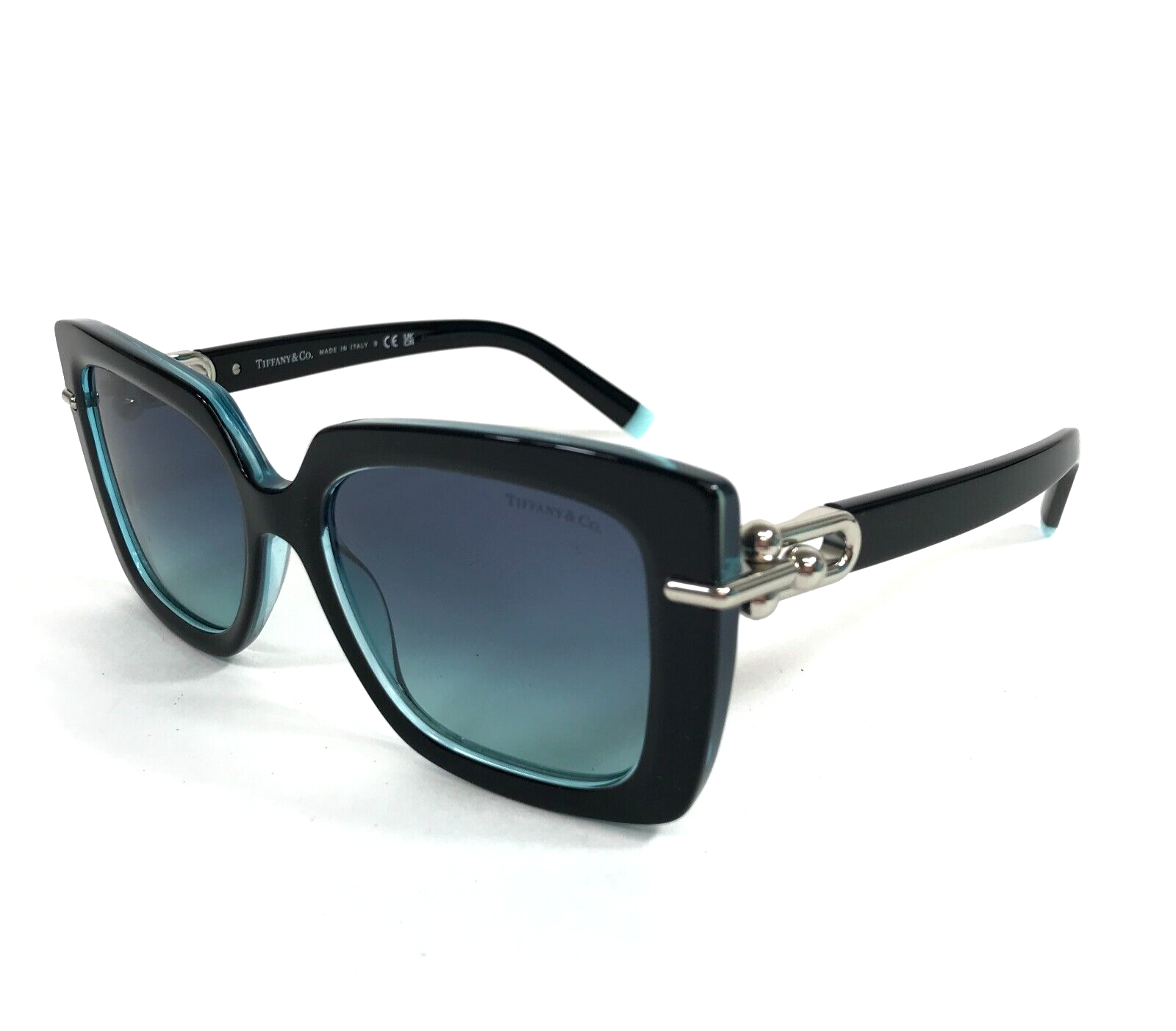 Pre-owned Tiffany & Co . Sunglasses Tf4199 8285/9s Black Crystal Tiffany Blue W/ Azure Blue