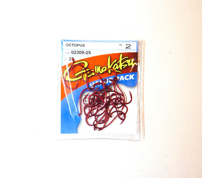 Gamakatsu Octopus Value Pack, Red Hooks, Size 2,  Qty 25 ~ 02309-25