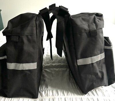 BV Bike Saddle Bag, Rear Carrier W/Straps, 4 Pockets, Black, Multi-Use, Light