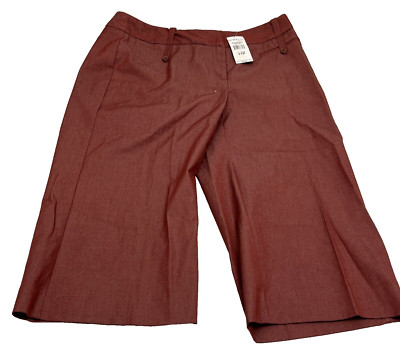 NEW Capri Shorts Nine West 14P Shorts Pants 17'' Inseam Red Stretch Clam Diggers