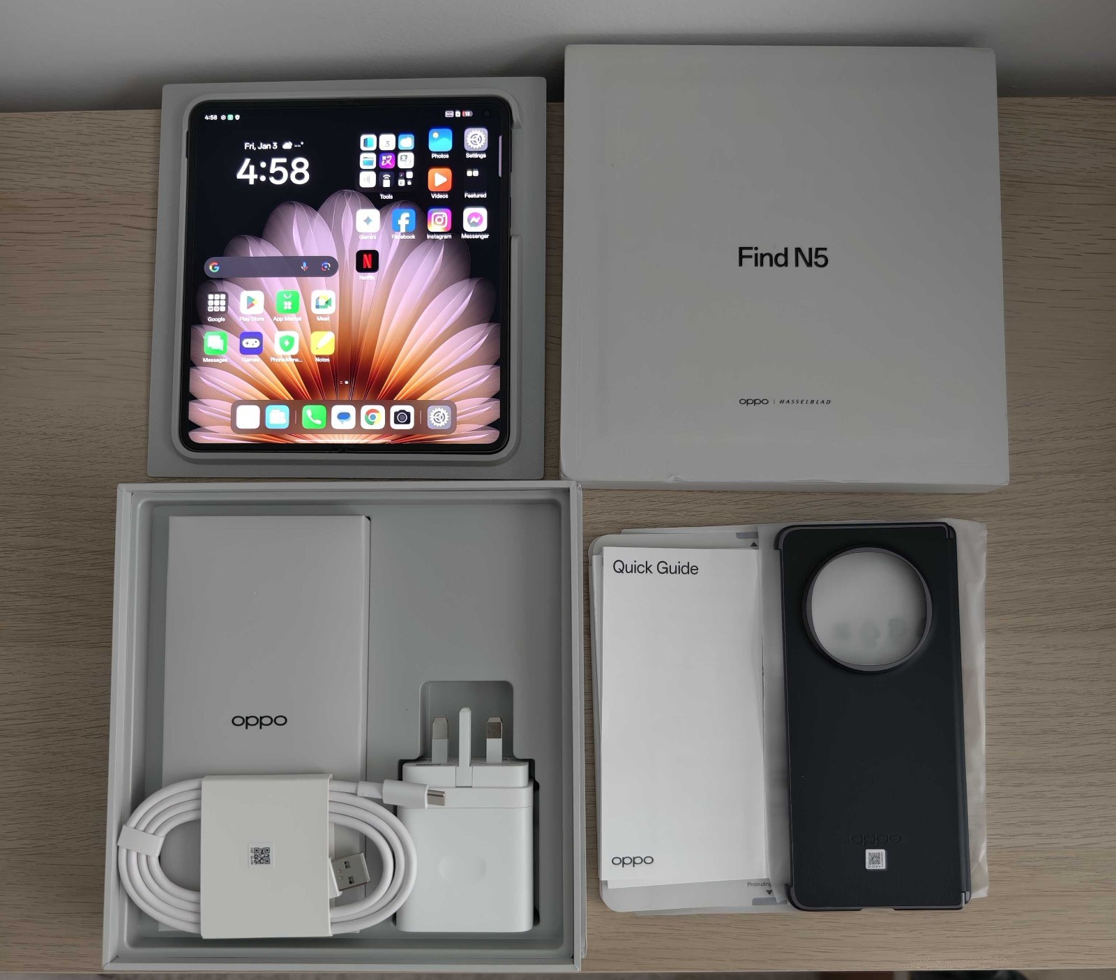 Oppo Find N5 Global Unlocked 16/512GB Black 100% Battery A+