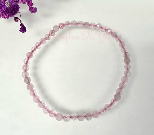 Wholesale 6 Pcs Natural Rose Quartz 3mm Faceted 7.5” Stretch Bracelet