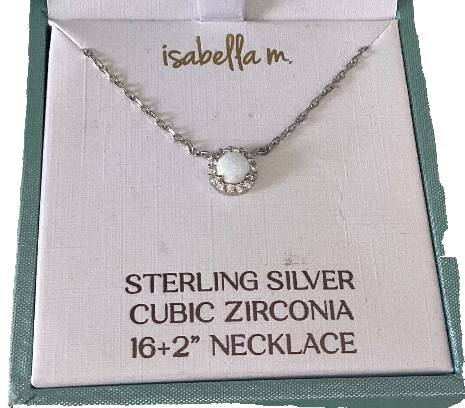 Isabella M Sterling Silver Opal and Cubic Zirconia Necklace