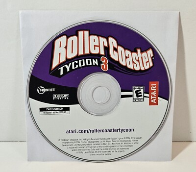 RollerCoaster Tycoon 3 PC CD 2004 Windows Theme Park Strategy Simulation Game