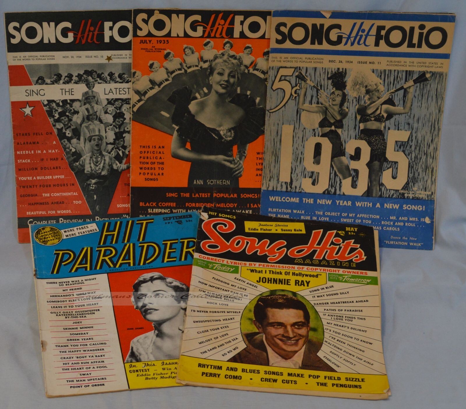 Vintage Lot 5 ea Song-Hit-Folio Music Lyrics Books 30's/50's