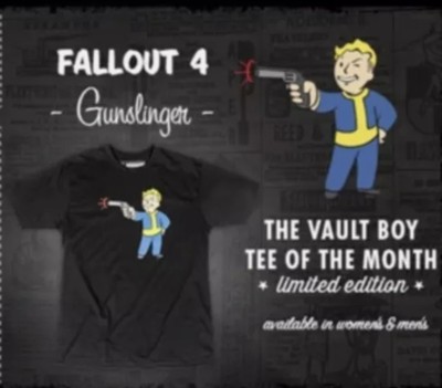 Fallout Vault Boy of the Month Tee Shirt (VBotM) #40 Gunslinger - NEW & Sealed