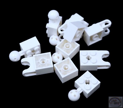 LEGO Technic - 10-Pc 2x2 Brick w/ Tow Ball Set - New - White - 57909, 67696