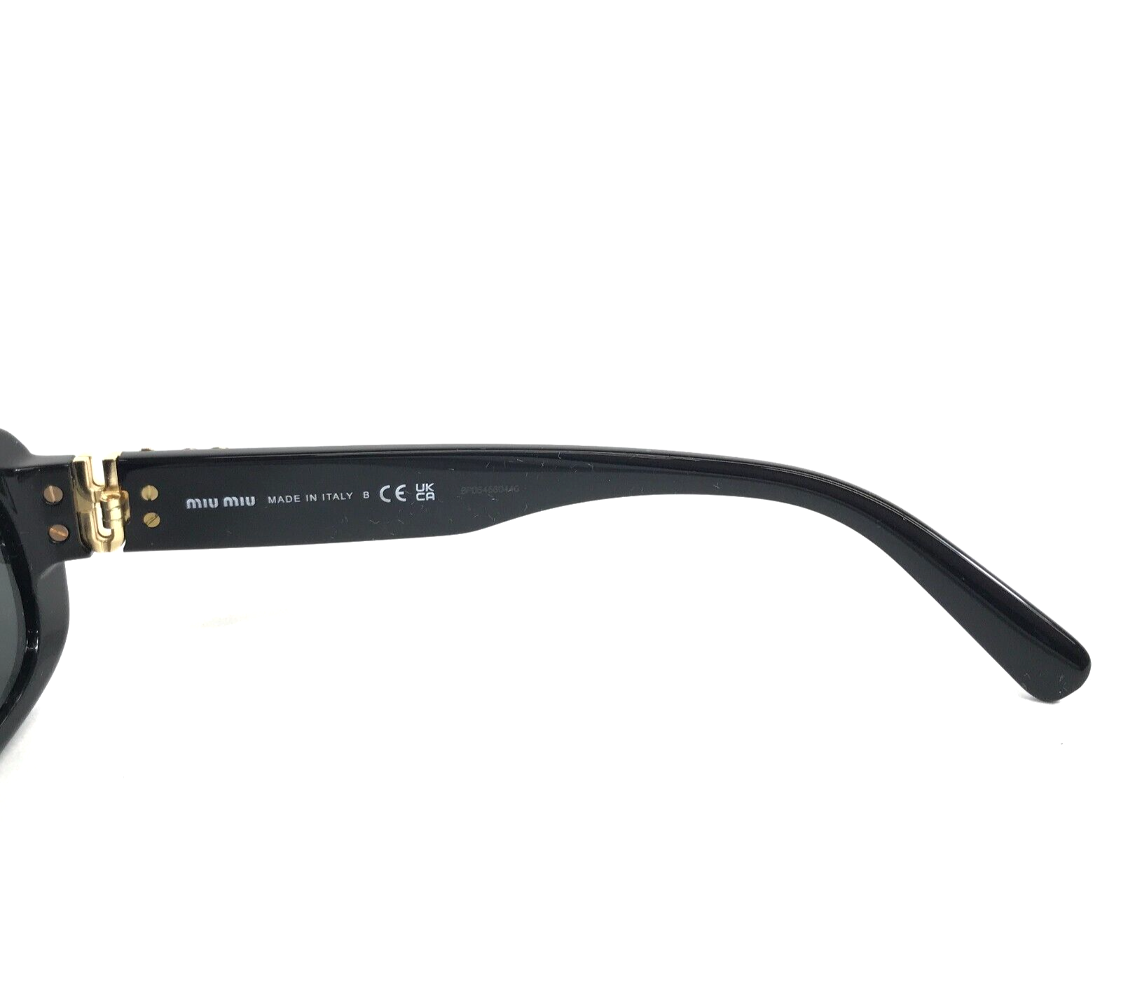 Pre-owned Miu Miu Sunglasses Smu08z 1ab-5s0 Polished Black Rectangle With Dark Grey Lenses In Gray