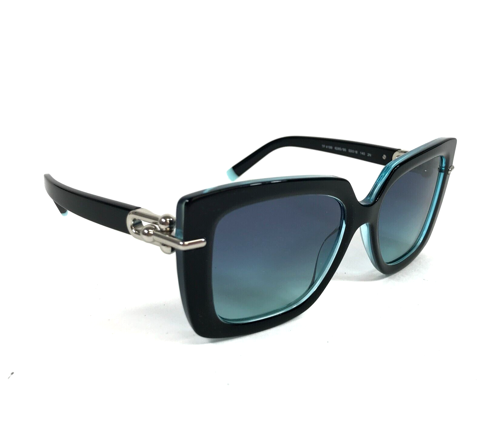 Pre-owned Tiffany & Co . Sunglasses Tf4199 8285/9s Black Crystal Tiffany Blue W/ Azure Blue