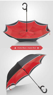 Umbrella Reverse Inverted C Handle (C-Shaped) Upside Down Straight Umbrella