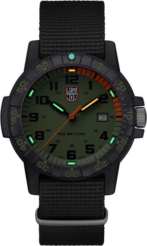 Pre-owned Luminox Men's Xs.0337 Leatherback Green/black Sea Turtle Giant Fashion Watch