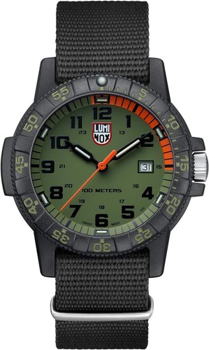 Pre-owned Luminox Men's Xs.0337 Leatherback Green/black Sea Turtle Giant Fashion Watch