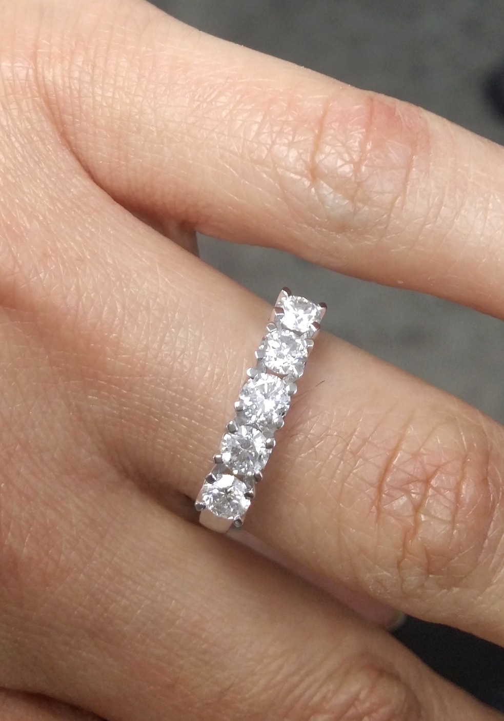 Pre-owned Handmade Steal Deal 1.05 Carat Natural Diamond Five Stones Wedding Band Ring 14k Gold In White