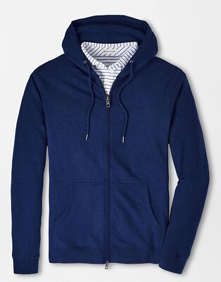 NEW MENS PETER MILLAR GOLF L/S LAVA WASH FULL ZIP HOODIE SWEATSHIRT, NAVY,MEDIUM
