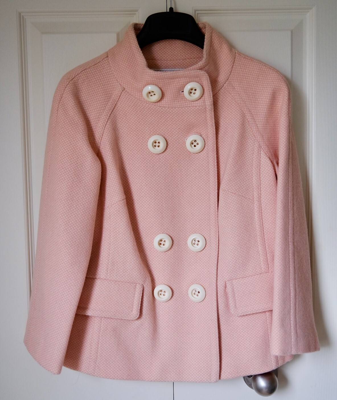 New Original Milly of New York Pink Cropped Wool Trench Coat