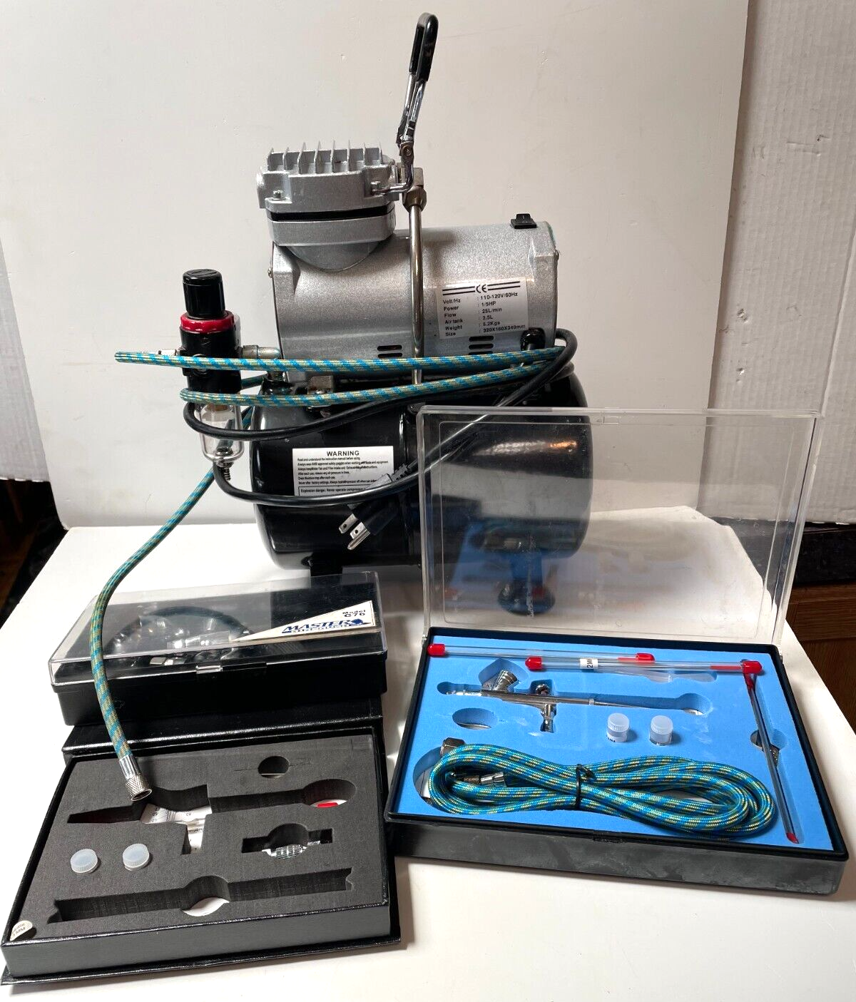 & Airbrush Gun Kit Airbrushing Paint Set 110-120v