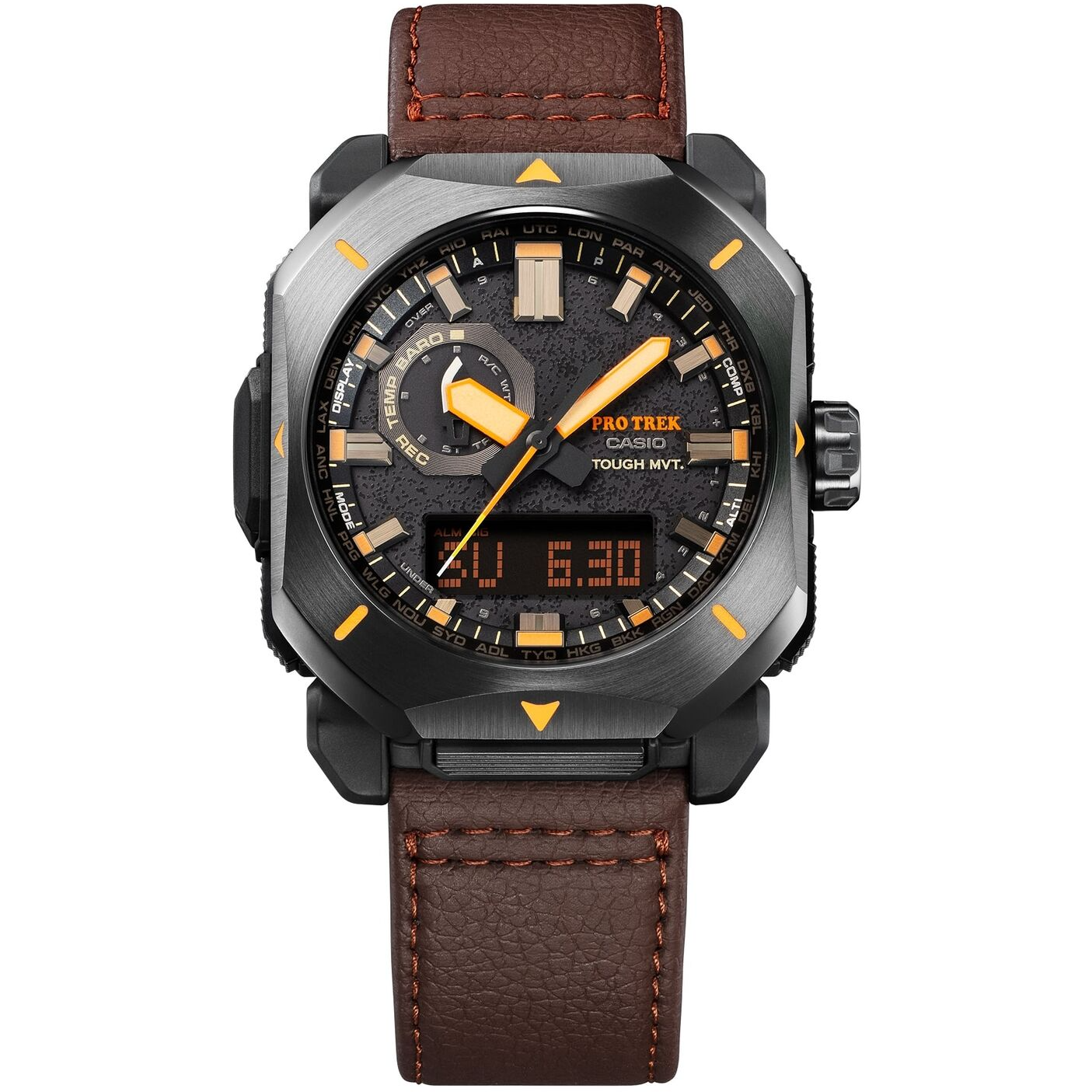 Pre-owned Casio Pro Trek Prw-6900yl-5jf Climber Line Analog Digital Radio Solar Watch Men
