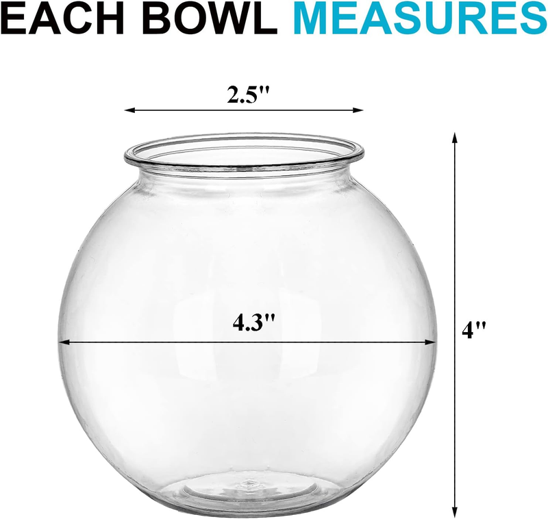 12 Pack Plastic Ivy Bowls, 16 Oz Round Fish Bowl Unbreakable Vases Bowls for Hom