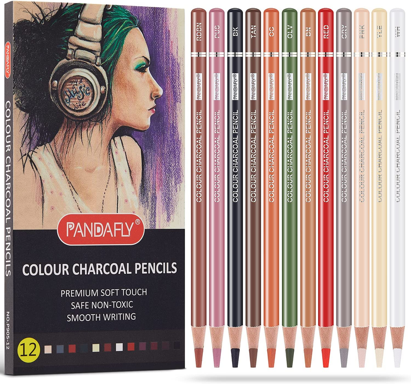 Professional Colour Charcoal Pencils Drawing Set, Skin Tone Colored Pencils