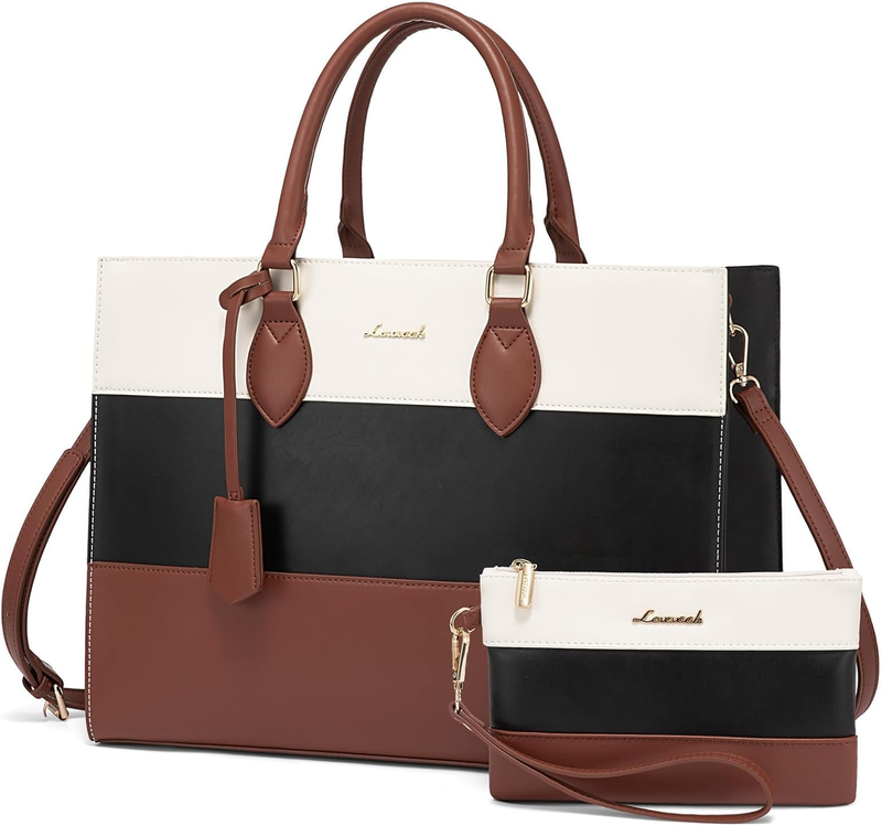 Laptop Bag for Women, Waterproof Tote Bag, Work Bag with Clutch Purse, Messenger